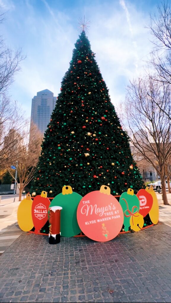 Christmas Tree at Klyde Warren Park in Dallas, TX