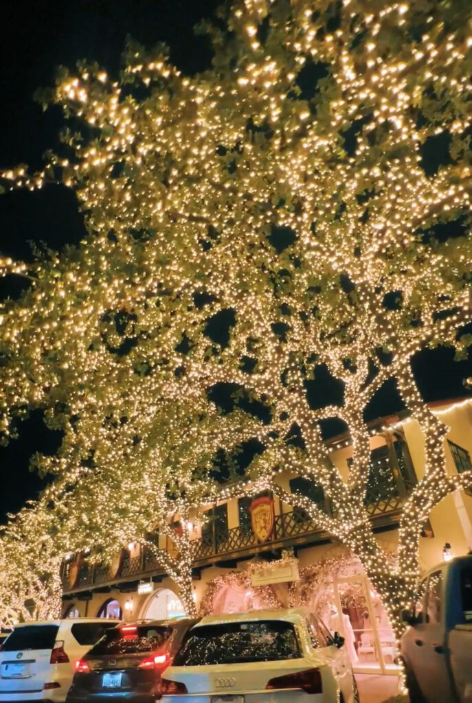 Christmas lights at Highland Park Village in Dallas, TX